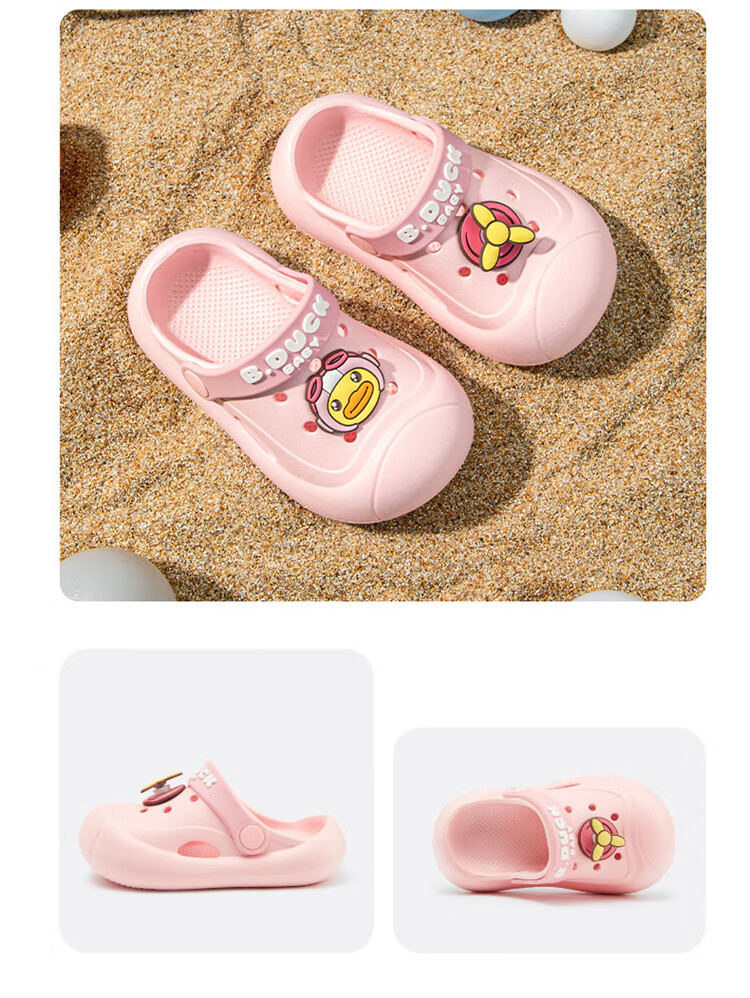 B.Duck Children's Sandals, Lightweight Comfortable Garden Shoes, Boys And Girls Beach Clogs, 5940 Light Pink, Size 20 12