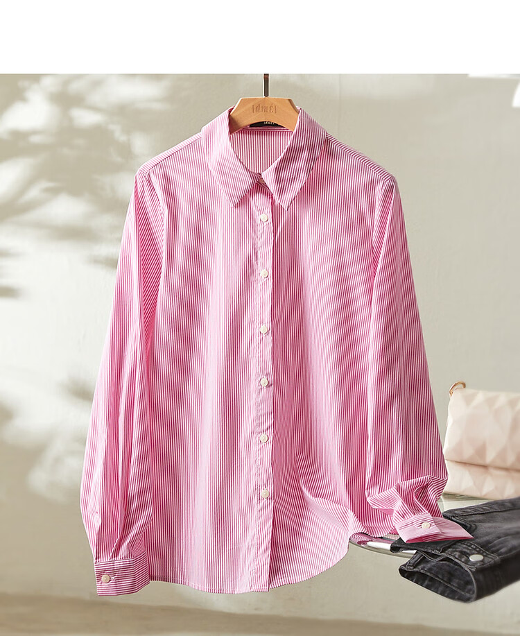 Dme [Career Art Collector] Spring And Autumn Breathable Simple Lapel Shirt, Long-Sleeve Fitted Blouse, Women's Top 18