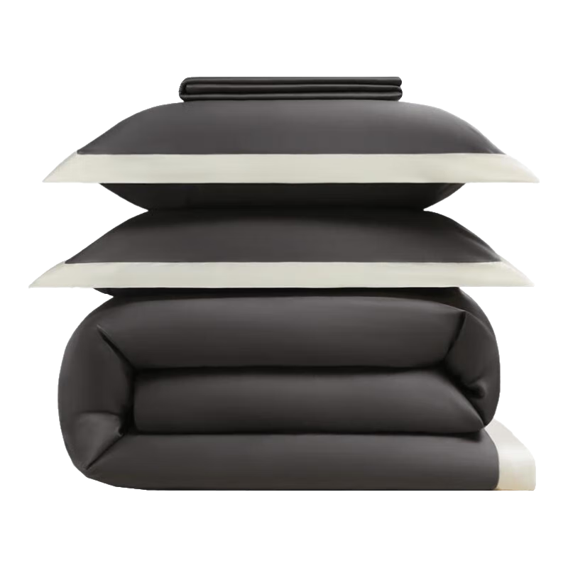 Canasin High-End Four-Piece Bedding Set, 100 Thread Count Sateen Pure Cotton Bed Sheet And Duvet Cover, Hotel Bedding, Deep Twilight Gray, for 1.8-Meter Bed