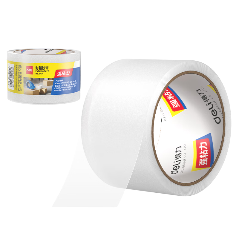 Deli Transparent Packaging Tape for Express Delivery, Home And Office Use, Storm-Proof Tape for Window Reinforcement, 60mm*40y*50um Single Roll JD174