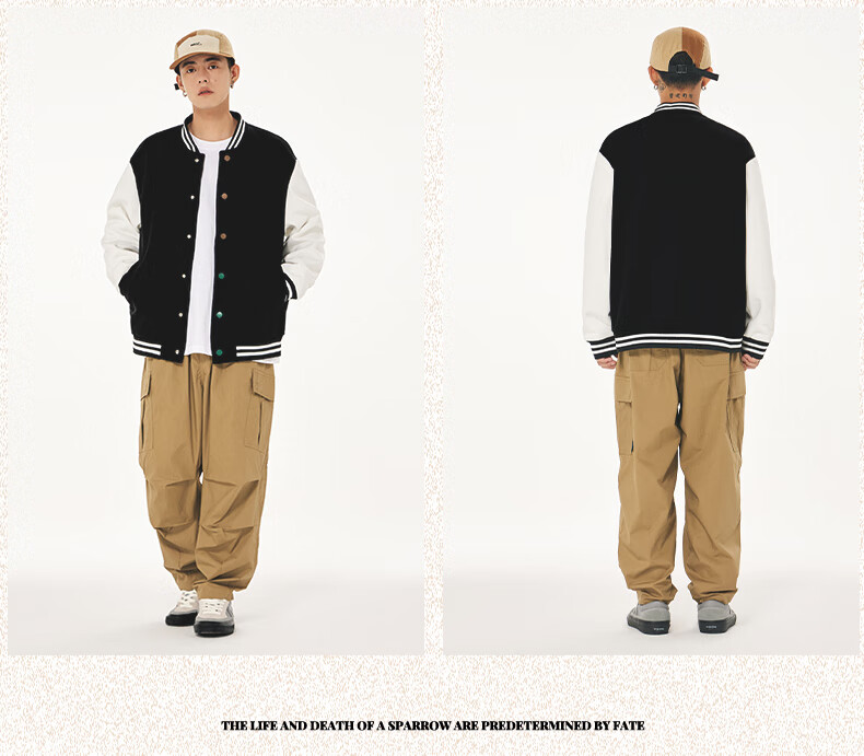 Baleno Men's Jacket, Spring And Autumn Style, Loose-Fitting American Street Style Baseball Jacket for Men, Pilot Jacket for Me 16