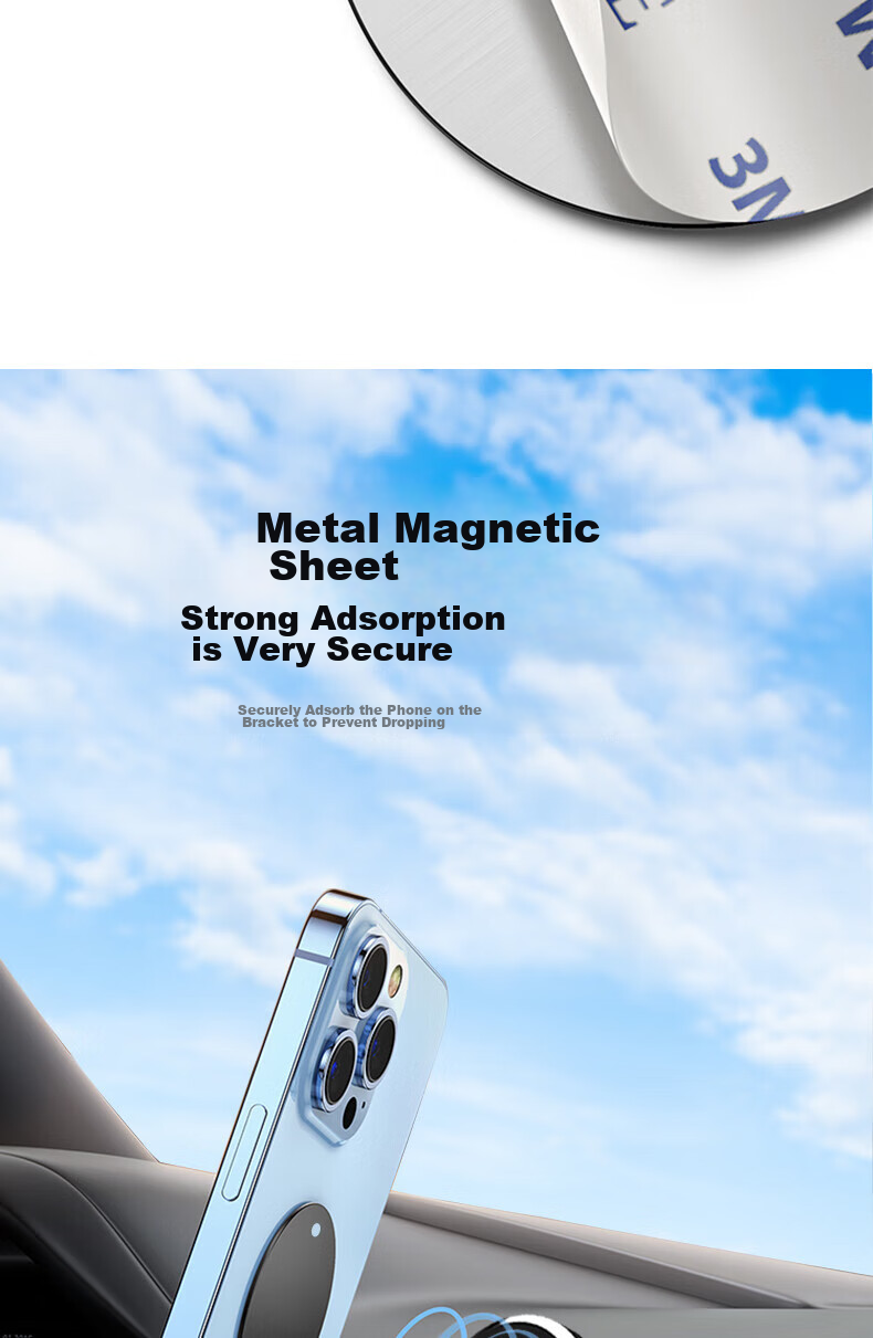 ESCASE Magnetic Phone Holder, Car Mount, Navigation Magnet, Adhesive Patch, Ultra-Thin, Traceless, Specially Designed for Vehicles 3