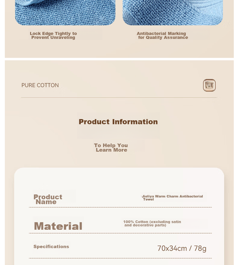 Grace Pure Cotton Towels, 7A Antibacterial Xinjiang Cotton, 2 Pack, Face Washing, Home Use, Soft, Bathing, Couple's Face Towels, Absorbent And Quick-Drying 19