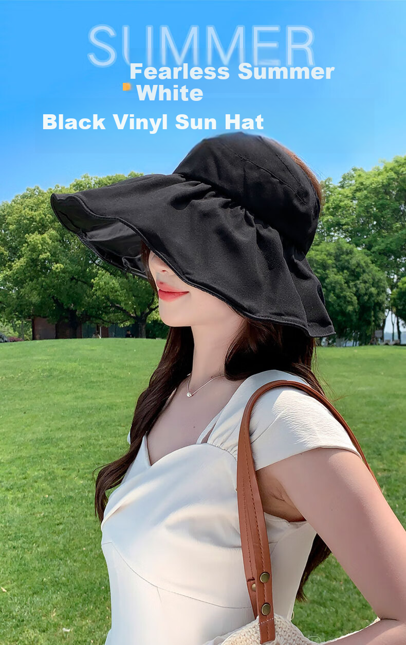 Bejirog Vinyl Sun Protection Hat for Women, Summer UV-Resistant Wide Brim Sun Hat, Open Top Fisherman Hat, Large Head Circumference Minimizing Sun Hat 1
