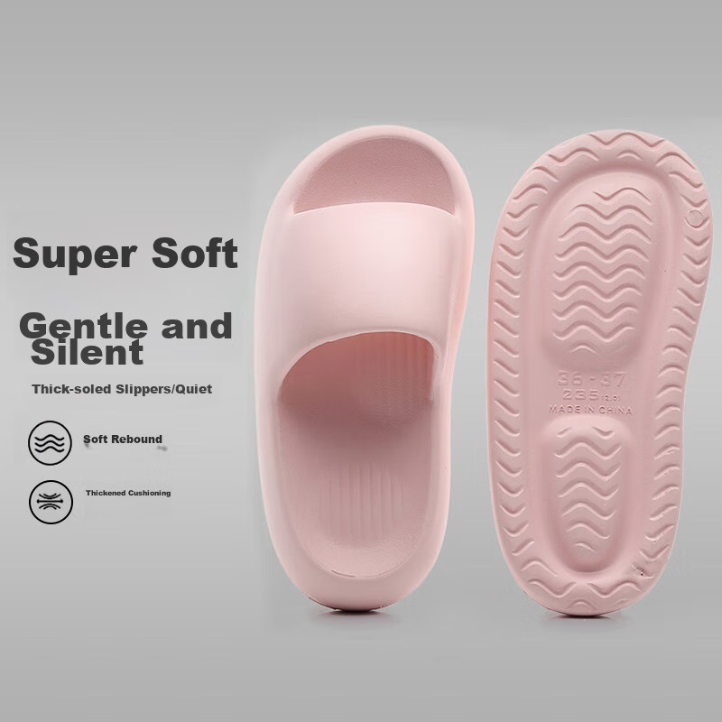 GUOLUOFEI Squishy Slippers, Home Indoor 202 New Style, Quiet Non-Slip Odor-Resistant Bathroom Shower for Men, Pink, Size 38-39