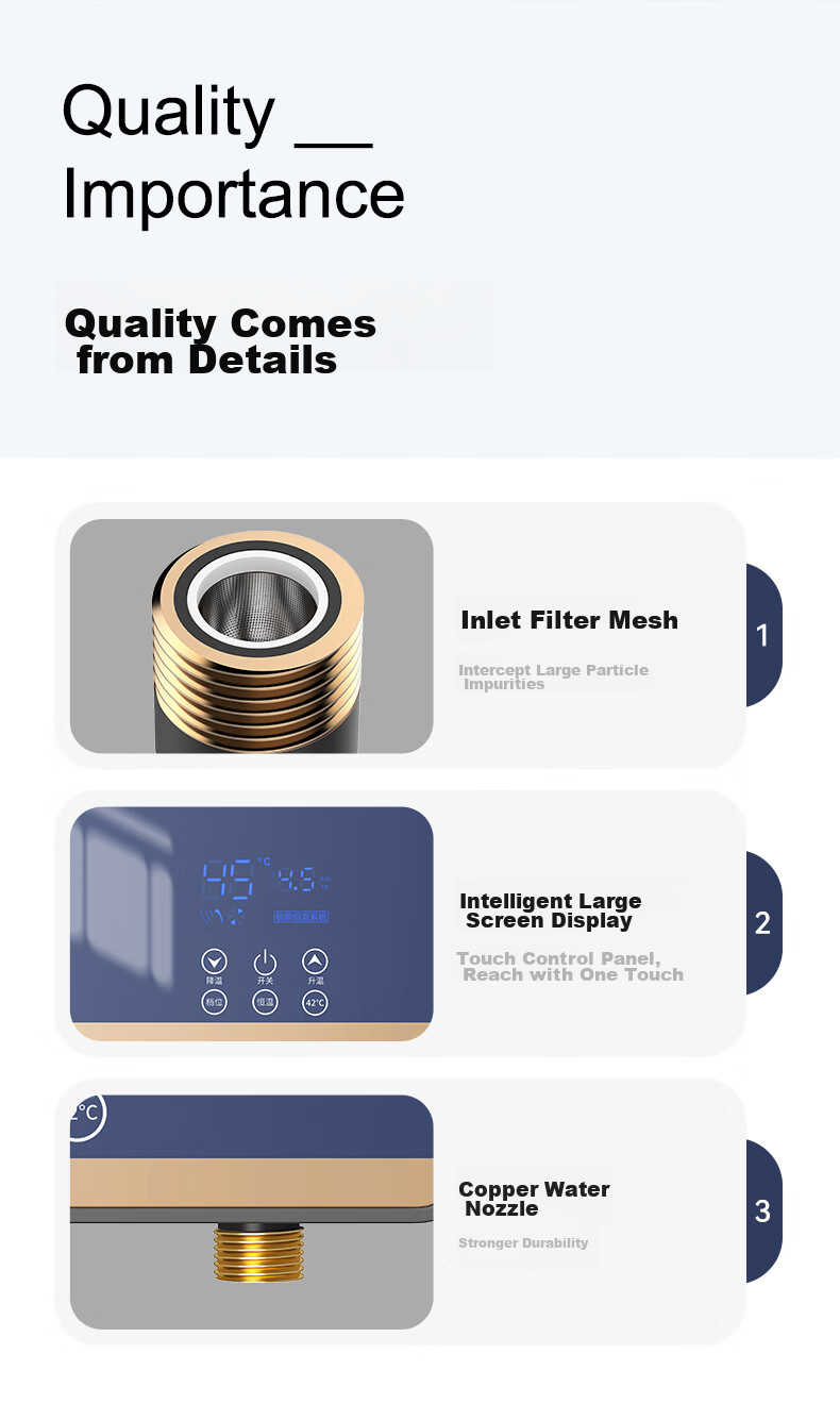 MeiLing Instant Hot Water Heater Mini Kitchen Treasure Fast Heating Household Electric Water Heater 5500W Adjustable Temperature Bathroom/rental House Shower No Storage Water Heater MJR-DC5550S 13