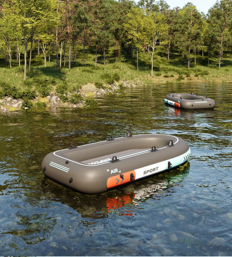 ASORAIN 4-Person Warrior Inflatable Kayak Fishing Lure Boat Thickened Rubber Dinghy Assault Air Cushion Fishing Camping Boat 27