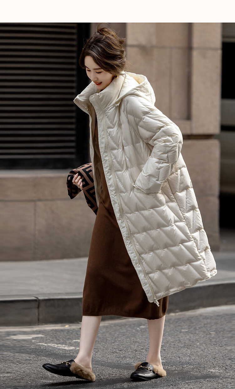 Dme [Yingfengsuixue] Winter 400T Spring Yafang Geometric Pressure-Laminated 90% Duck Down Hooded Warm down Jacket for Wome 10