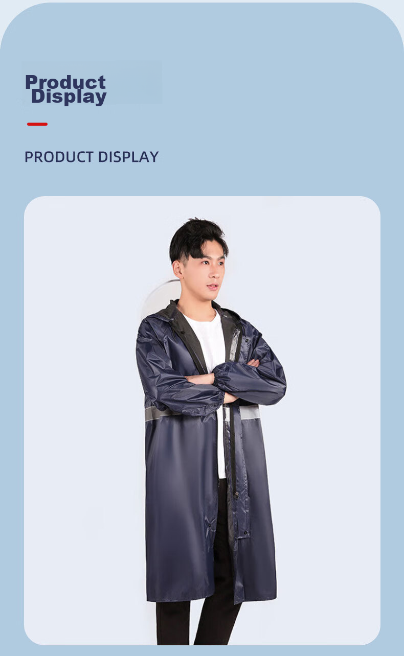Leyoubaiyi Long Trench Coat One-Piece Raincoat, Army Green, Adult Men And Women Reflective Waterproof Flood Prevention Rain Poncho Constructio 12