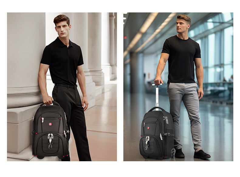 CROSSGEAR Backpack with Wheels, 17.3-Inch Large Capacity Business Travel Luggage, Carry-On Suitcase, Student Backpack 11