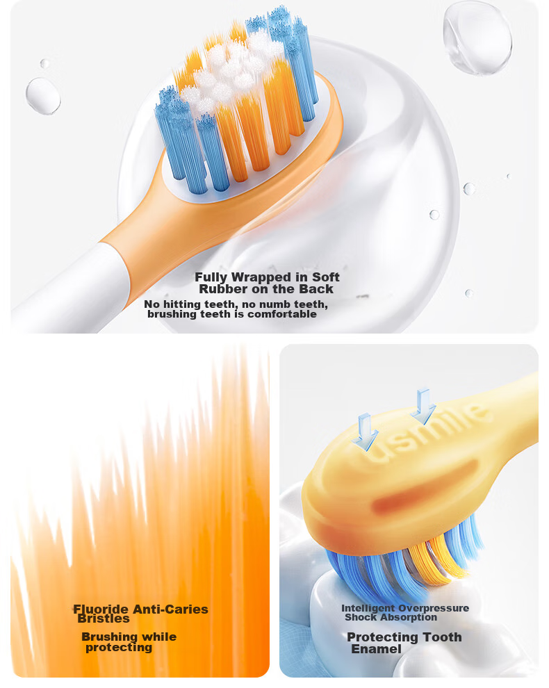 Usmile Children's Electric Toothbrush with Sonic Vibration, 120-Day Battery Life, A10 Phantom Blue, for Ages 3-12, Birthday Gift, Children's Present 7