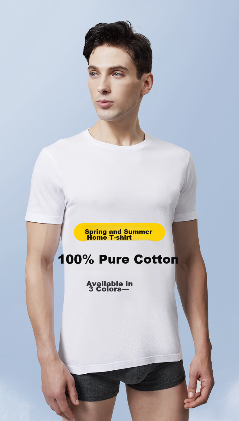SEPTWOLVES [Soft And Skin-Friendly] Men's Short Sleeve Pure Cotton T-Shirt, Breathable Running Sports 100% Cotton White Tee Loungewear 1