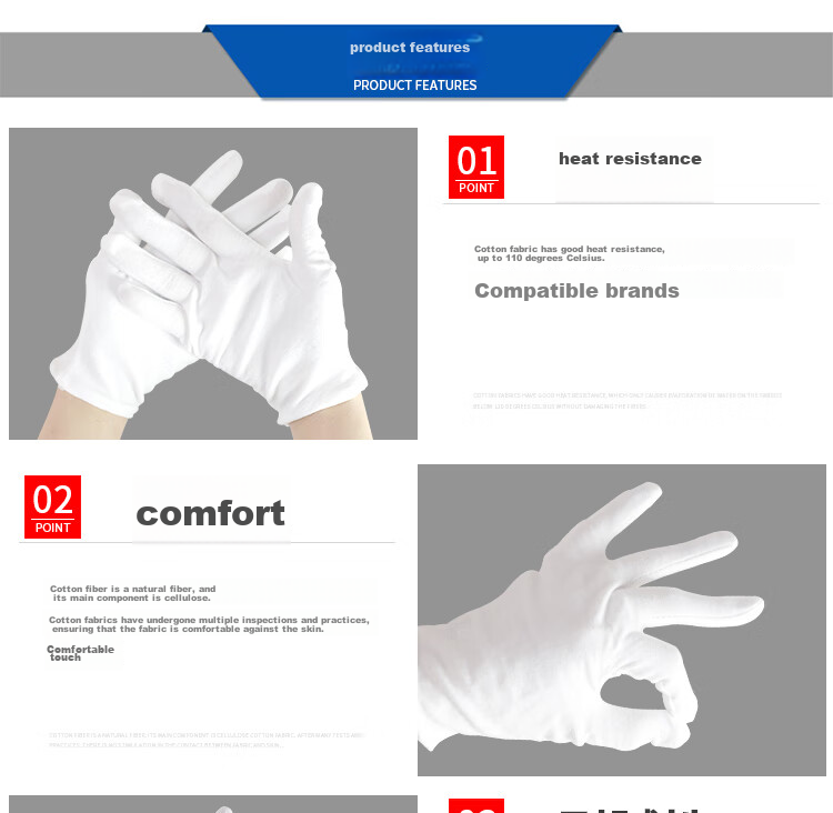 Beifute White Cotton Gloves, Breathable Driving Gloves, Thin Work Gloves for Antiques, Jewelry Handling And Performance, Thickened And Enlarged Version, 6 Pairs 9