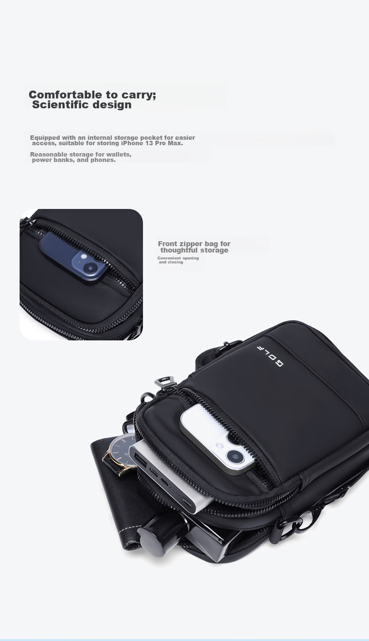 GOLF Shoulder Bag for Men, Casual Large Capacity Crossbody Bag, Multi-Compartment Phone Bag, Water-Resistant Trendy Portable Sports Hanging Bag, Versatile Fashionable Small Backpack 5I796325J Misty Black 7