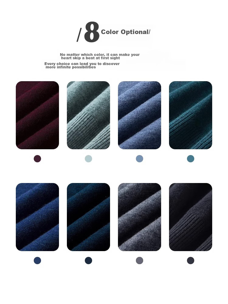 MONTAGUT Horse Year Greeting Autumn And Winter Men's Knit Sweater, Business Versatile Lapel Casual Sweater Men's T-Shirt, Navy Blue, XL 9