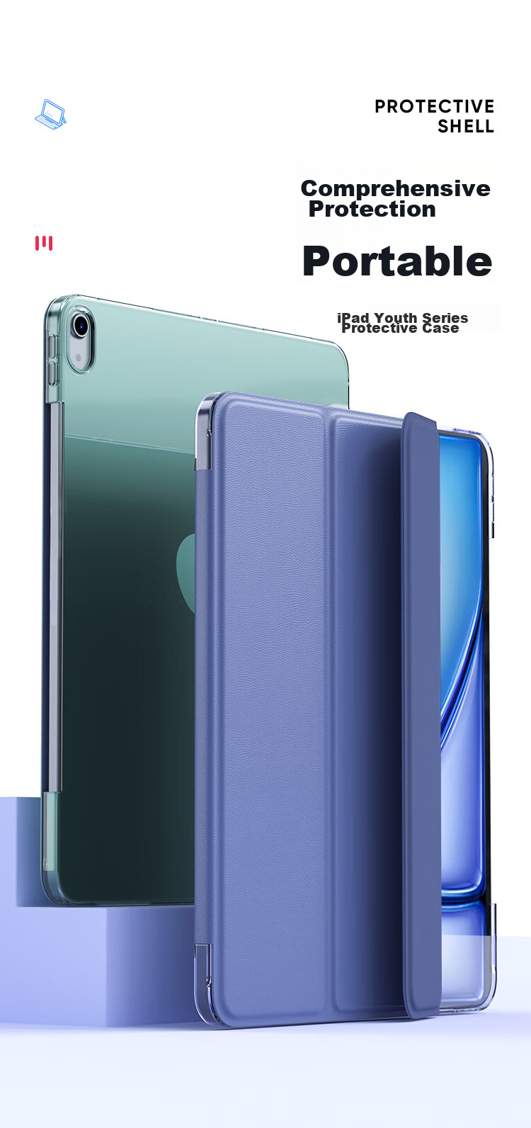 CangHua Compatible with 2024/2025/2026 New IPad Air 11-Inch Case, M4 Chip Apple Tablet Air 6/7/8 Protective Cover, Shockproof Tri-Fold Silicone Case 2