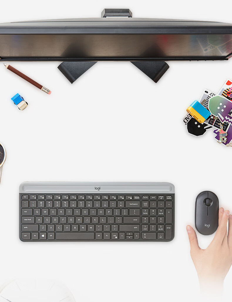 Logitech MK470 [Enterprise Grade] Wireless Office Keyboard And Mouse Combo, Computer Laptop Membrane Keyboard with Wireless 2.4G Receiver, White [Order Bonus] 8