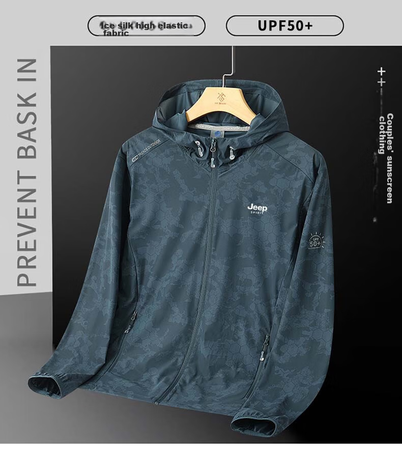 JEEP SPIRIT Men's Jacket, Spring And Autumn Windbreaker, Ice Silk Breathable Versatile Casual Coat Fishing Wear, Dark Green Male, Size L 5