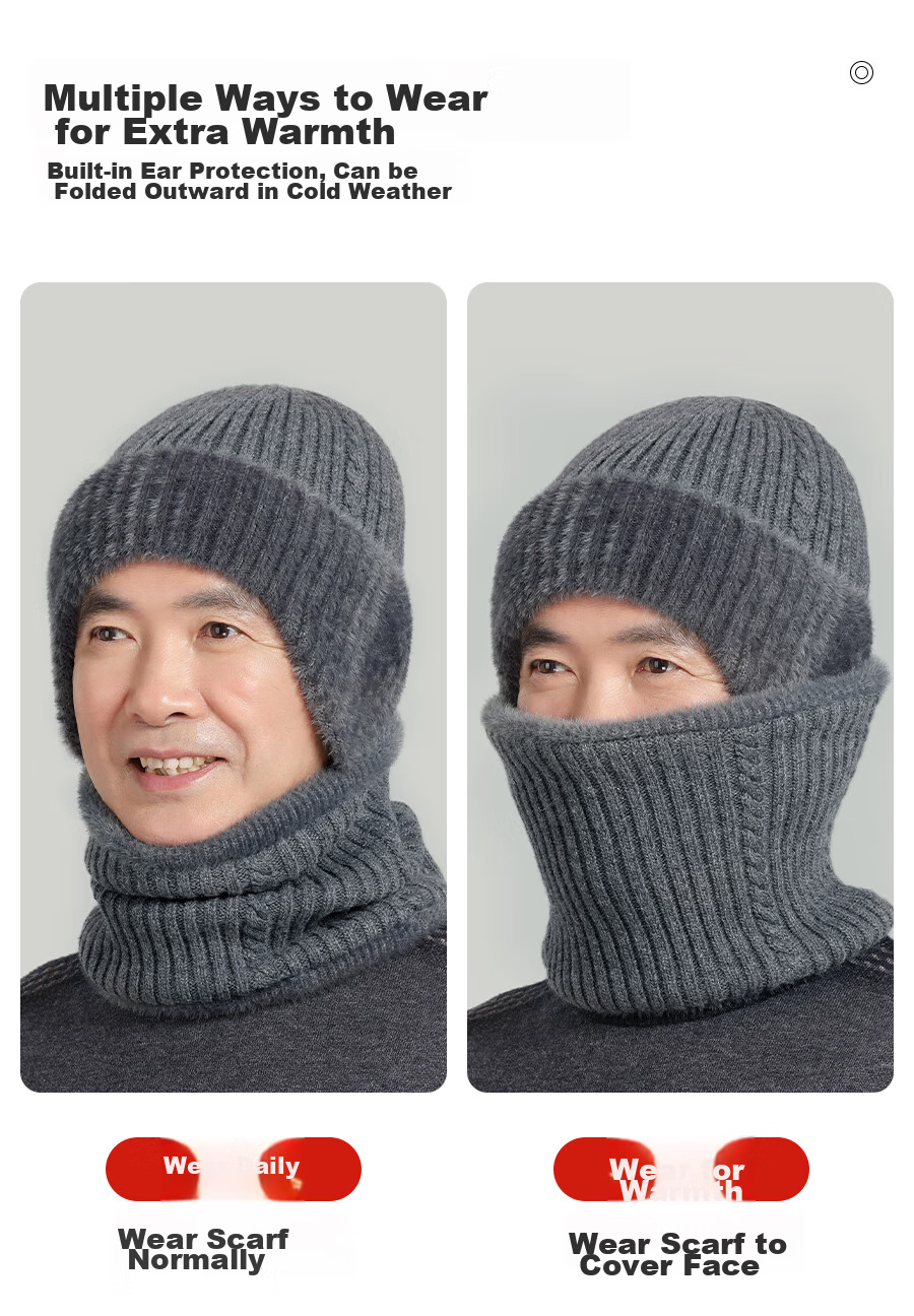 Hengyuanxiang Men's Hat for Autumn And Winter Warmth, Thick Wool Knit Cap for Middle-Aged And Elderly, Birthday Gift for Dad Or Grandpa 8