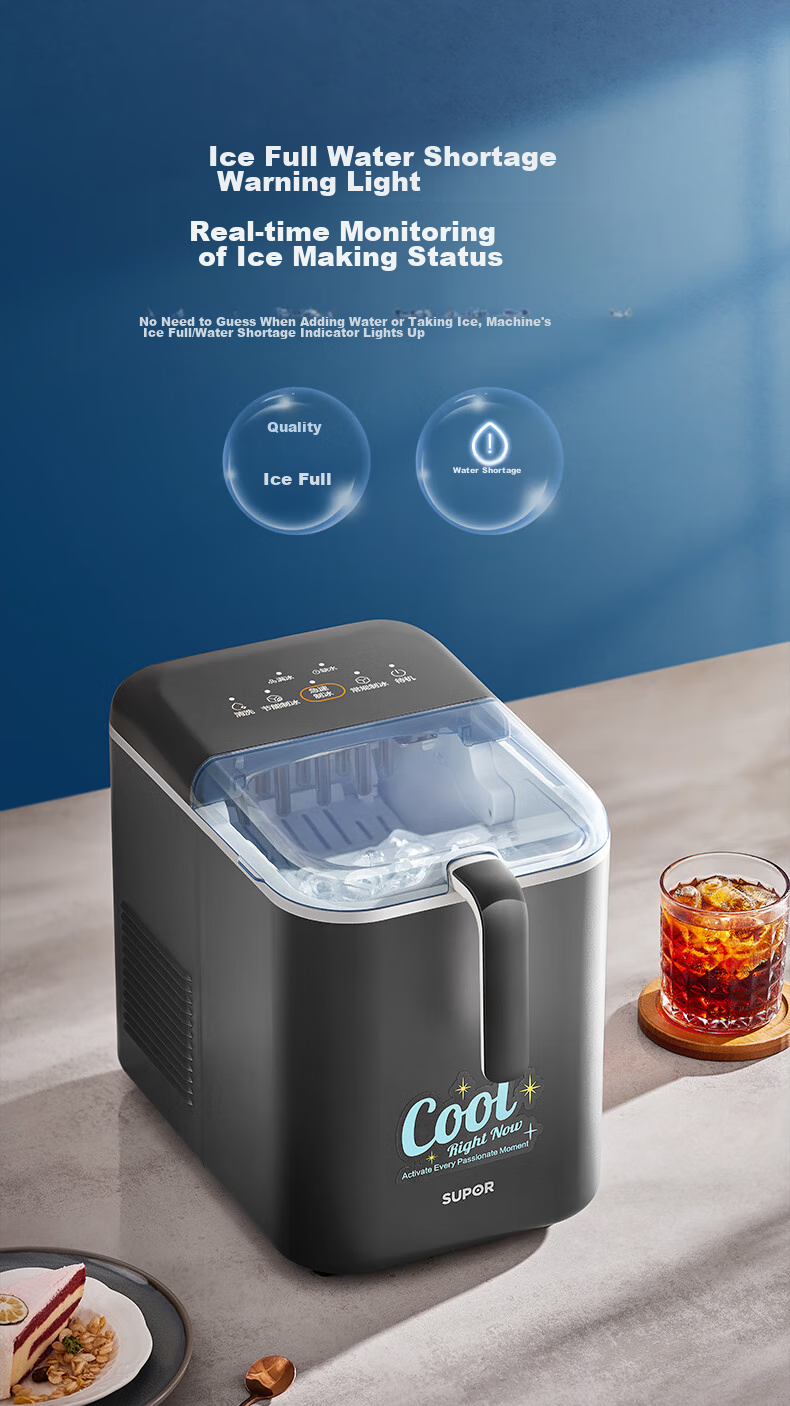 SUPOR Ice Maker for Home, Compact Cube Machine, Mini Office Dorm Three Ice Making Modes, Bullet Ice, Rapid Ice Production, Self-Cleaning SW-ZB12T001 9
