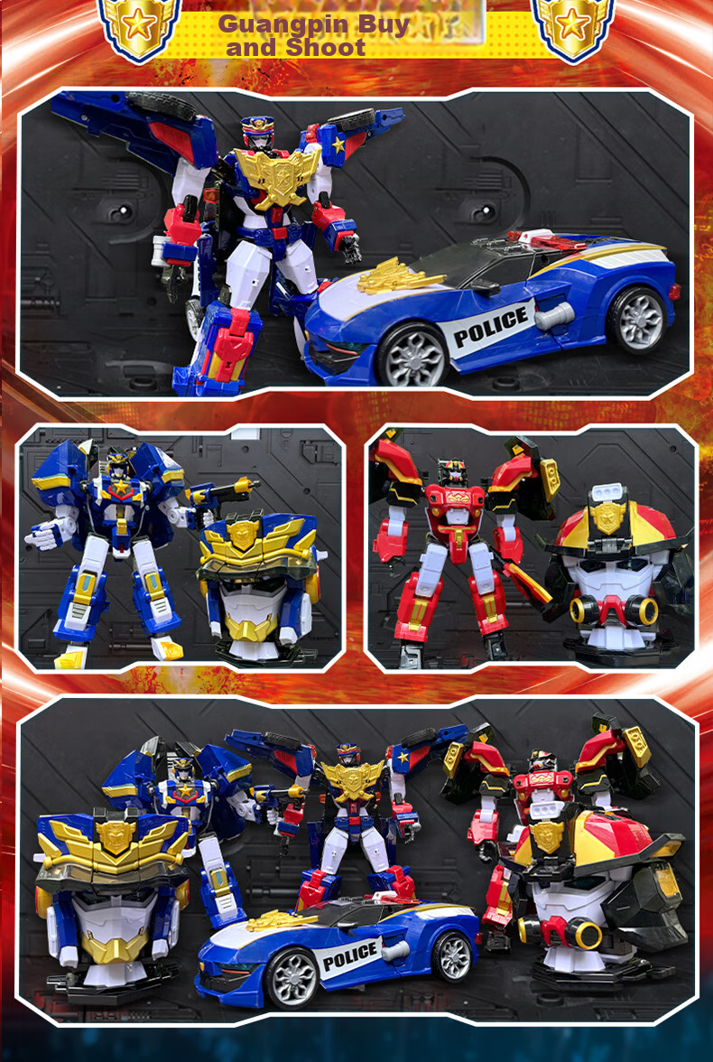 MinitegongduiX Storm Special Police Seven Super Battle Force Transforming Mecha Dual-Form Fule Zhanqi Toy, Gift for Young Boys 17