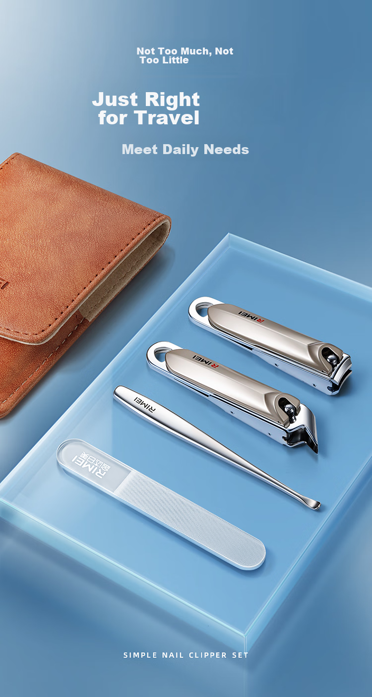 Jindarimei Nail Clipper Set, Ingrown Toenail Anti-Splash Nail Scissors Tool Kit, Four-Piece Set, Stainless Steel Ear Pick Nail File 3