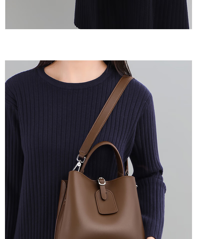 Viney Leather Handbag, Large Capacity Bucket Bag for Women, Tote Bag with Handles And Crossbody Strap, Practical Birthday And Mother's Day Gift for Mom 4