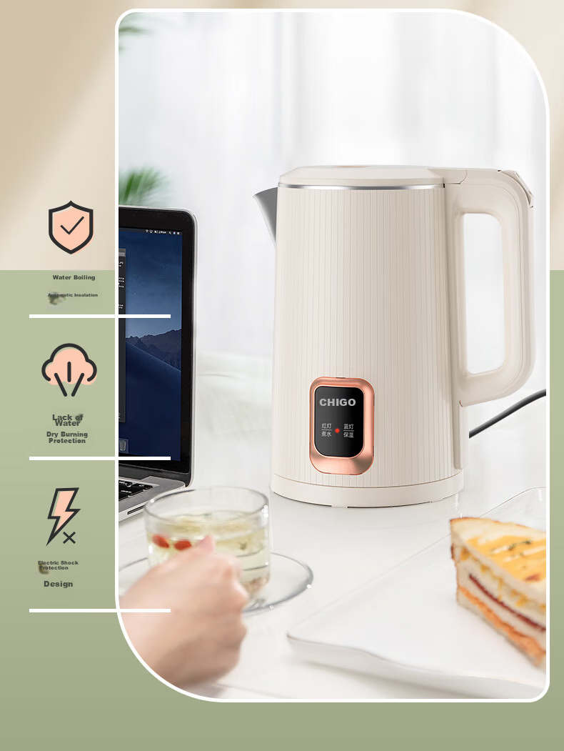 CHIGO Electric Kettle, 1.8L Capacity, Temperature Control, Automatic Shut-Off, Double-Layer Anti-Scalding Design, Model TH185B-01B 19