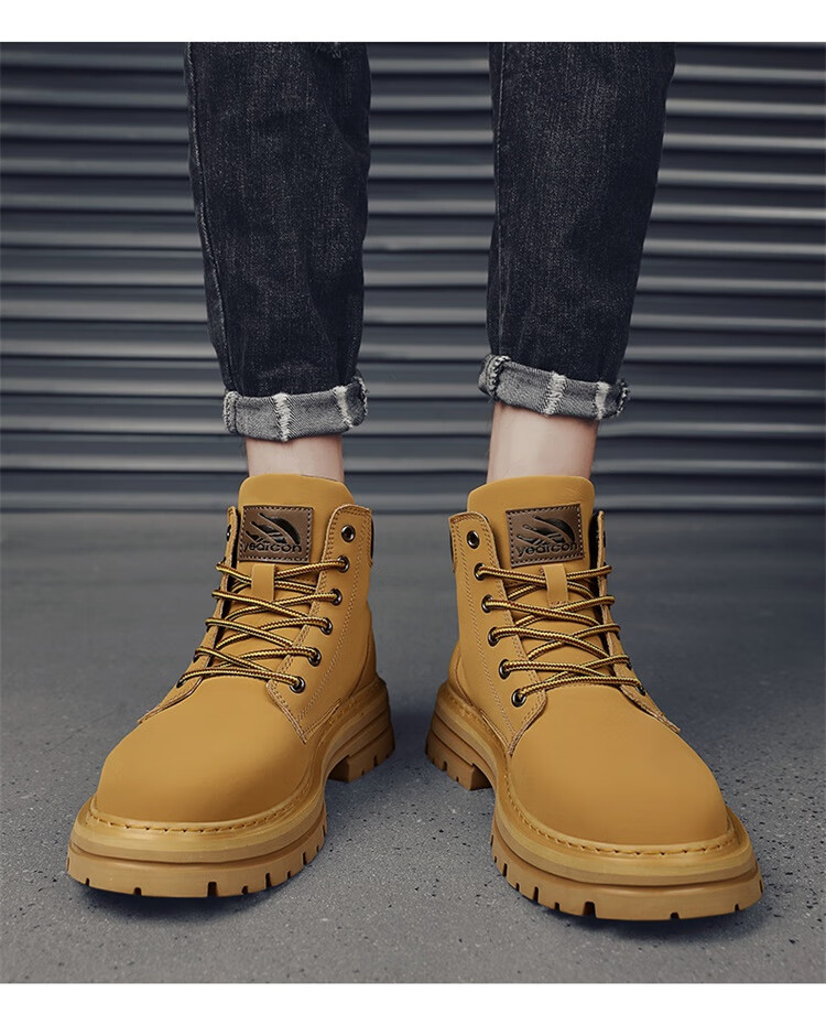 Yierkang Martin Boots Autumn And Winter Men's Retro High-Top Yellow Boots, Durable Outdoor Casual Work Boots Versatile Shoes for Me 11