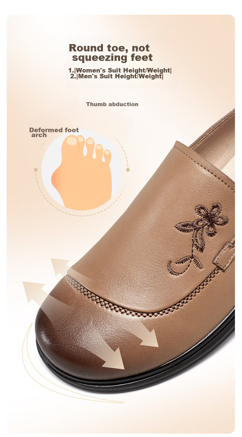 Eierkang Middle-aged and Elderly Women's Soft Sole Leather Shoes 16882W Off-white Size 39 3