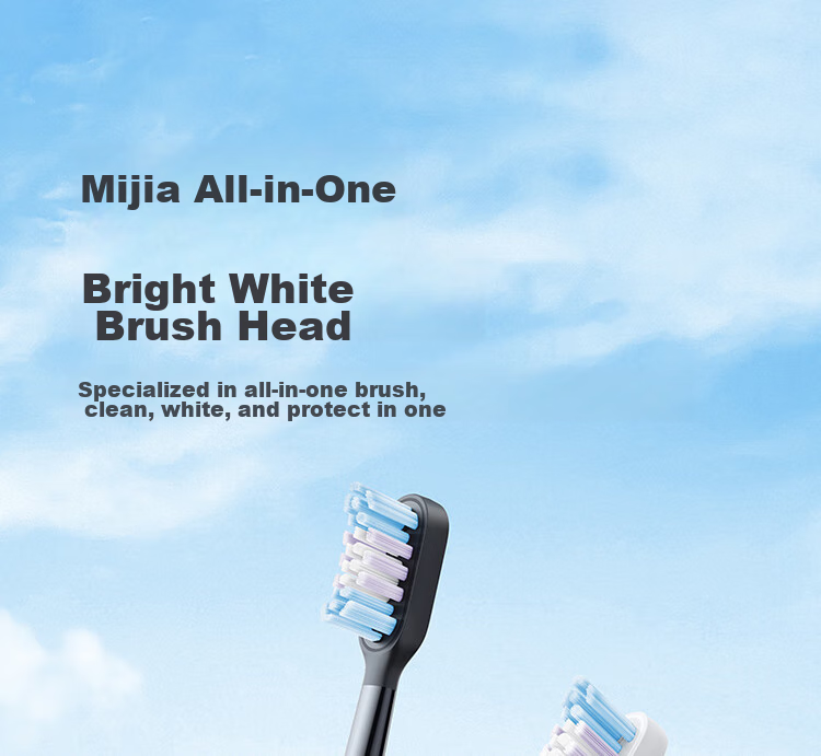 Mijia Xiaomi Sonic Electric Toothbrush Heads (All-In Whitening Type), 2-Pack, Compatible with T501/T501C, White Birthday 1