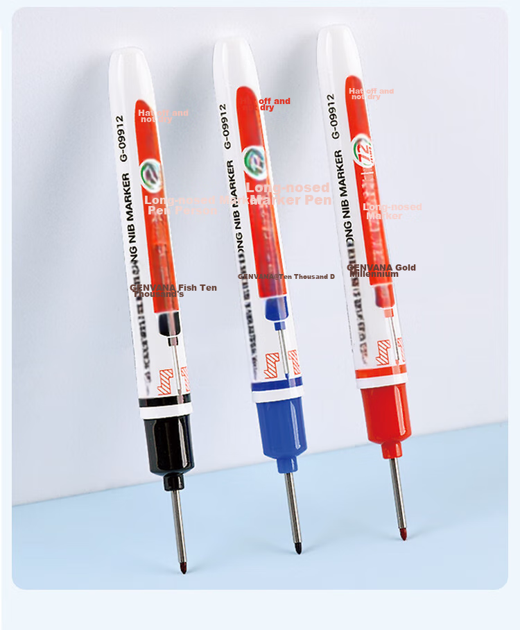 Genvana Oil-Based Long-Tip Marker Pen, Multi-Purpose for Furniture, Bathroom, Tiles, Hole Punching, Line Drawing, Deep Long-Tip Marker Pen, Red, 10 Pieces, G-09912 3