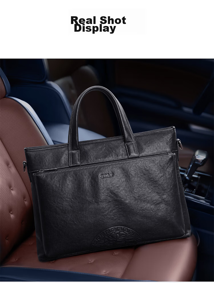 GOLF Business Briefcase, Men's Top-Grain Leather Handbag, Men's 15-Inch Laptop Bag, Briefcase, Father's Day Gift 20