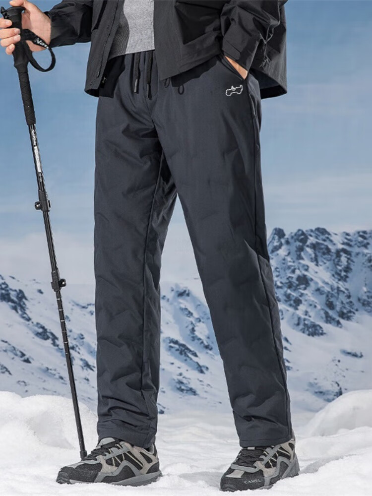 JEEP Men's down Pants, 90% Down, Loose-Fitting Sports Casual Pants, Warm Fleece-Lined Straight-Leg Trousers for Men 045-1, Black, 2XL 7