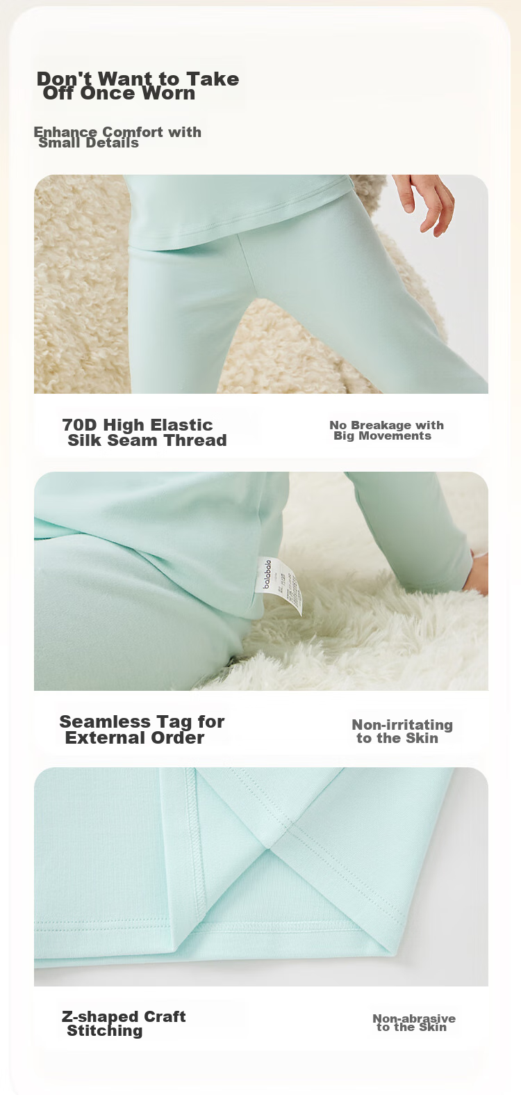BALABALA Girls' Autumn And Winter Thermal Underwear Set, Thick Warm Base Layer Sleepwear for Children And Toddlers, 208424169001 10