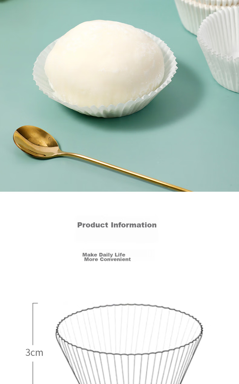 Yekee High-Temperature Resistant Baking Paper Cup Liners, Snow Melon Girl Paper Trays, 5cm Cake Paper Trays, 100 Pieces, Y-3975 10