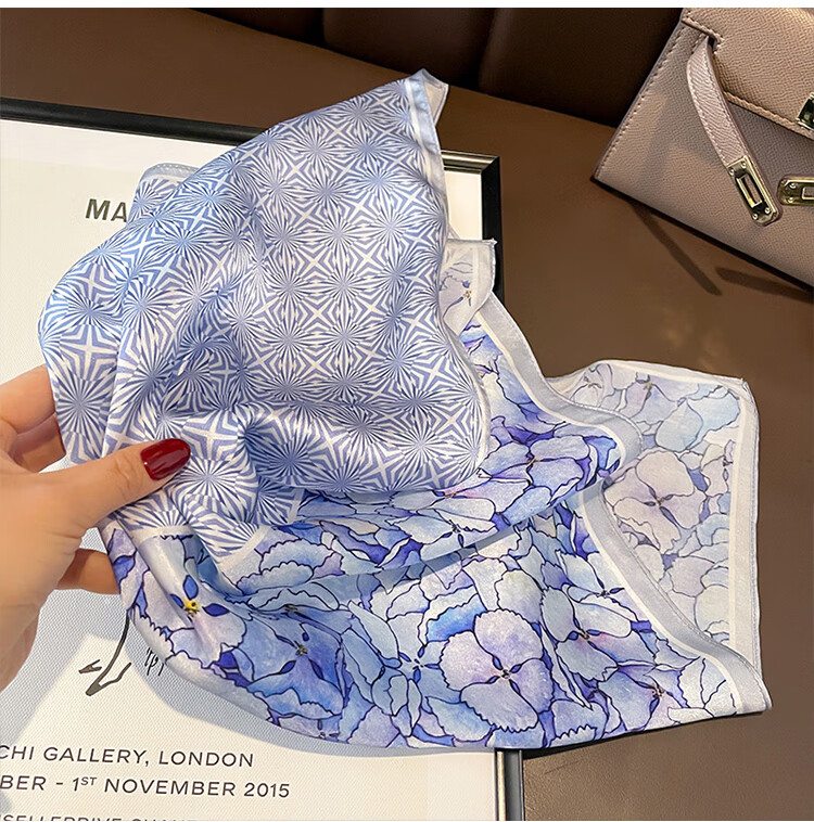 GLO-STORY Silk Scarf for Women, 53cm Mulberry Silk Small Square Scarf, French Vintage Versatile Neck Scarf, Gift Box Set WSJ334001 18
