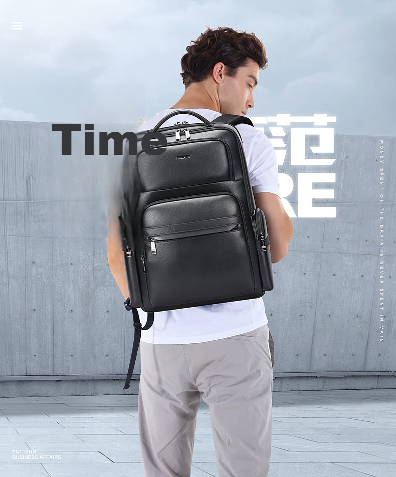 Bopai Leather Business Backpack for Men, 16-Inch Laptop Bag, Travel Bookbag, Father's Day Gift 2
