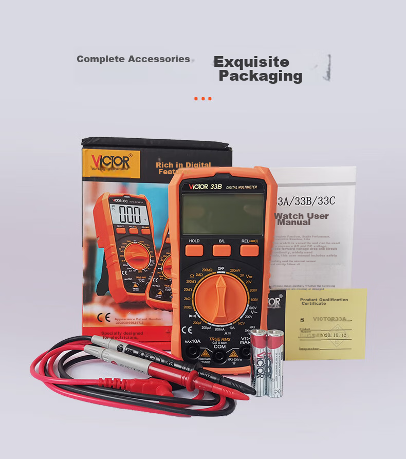 VICTOR Pocket Digital Multimeter, Portable Multi-Function Meter with Backlit Display, Universal Meter for Home Use, VC33B 11