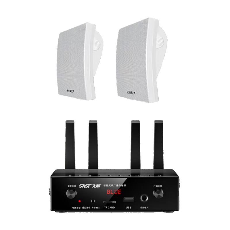 SAST Active Wireless Bluetooth Wall-Mounted Speaker Set for Supermarket, Shop Wall-Mounted Conference Room Loudspeaker Public Address System Background Music Speaker Combination One-To K54