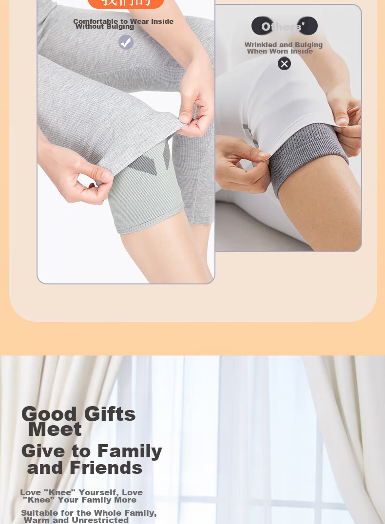 Li-Ning Knee Brace, Warm, for Men And Women, Suitable for Elderly with Cold Legs, Arthritis Protection Sleeve, Inner Wear, Autumn And Winter Leg Guard, Thickened, Cold-Proof Protective Gear 11
