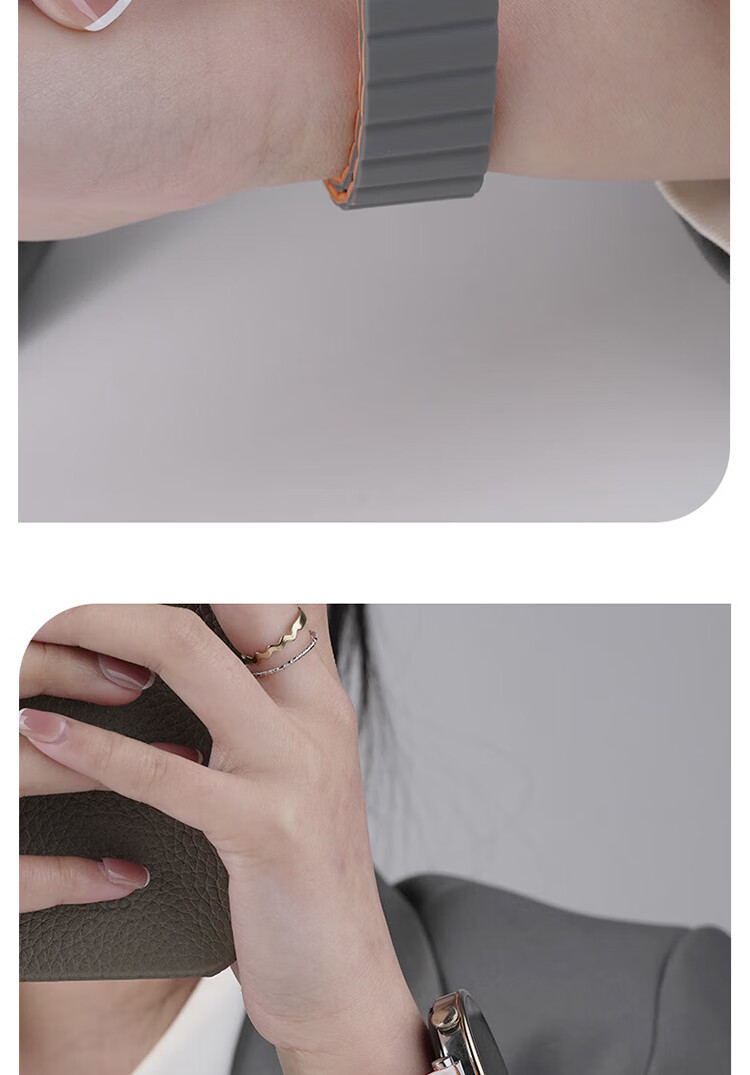 ESCASE Magnetic Silicone Watch Strap Compatible with Xiaomi Watch S3/S2/S1/S1Pro/Color2, Comfortable Band for Men And Women, Buckle Design, 46mm Watch Face, Gray with Orange 5