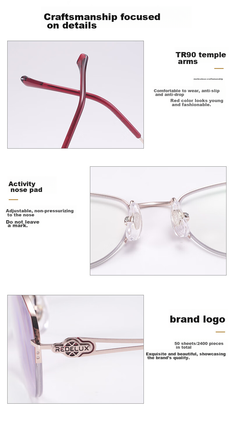 Xiyanghong Reading Glasses for Women, High-Definition Anti-Blue Light Fashionable Portable Eyeglasses for Elderly Women AX3317 Wine Red 100 Degrees 12