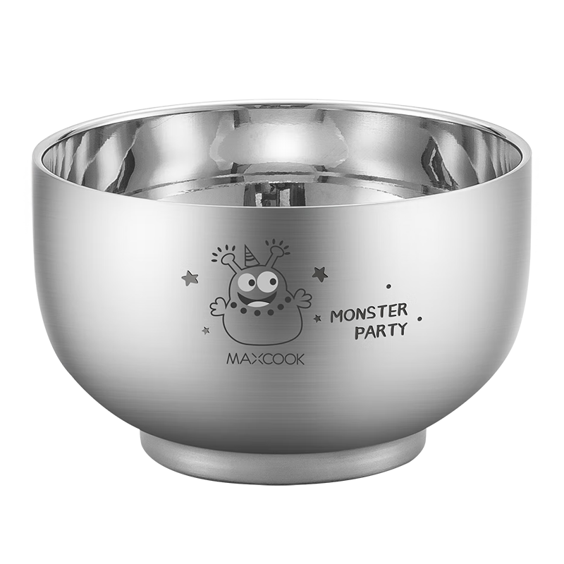 MAXCOOK 316L Stainless Steel Bowl, Double-Layer Insulated Soup Bowl, Dishwasher Safe Rice Bowl, Tableware Noodle Bowl, 13cm MCWA8755