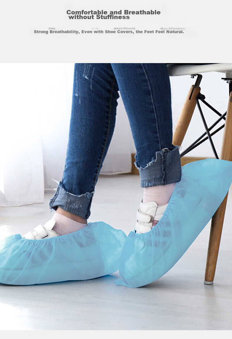 CHAHUA Disposable Thick Non-Woven Shoe Covers Large Size Reusable Non-Slip Foot Covers for Home And Computer Room Use, 48 Pieces 4