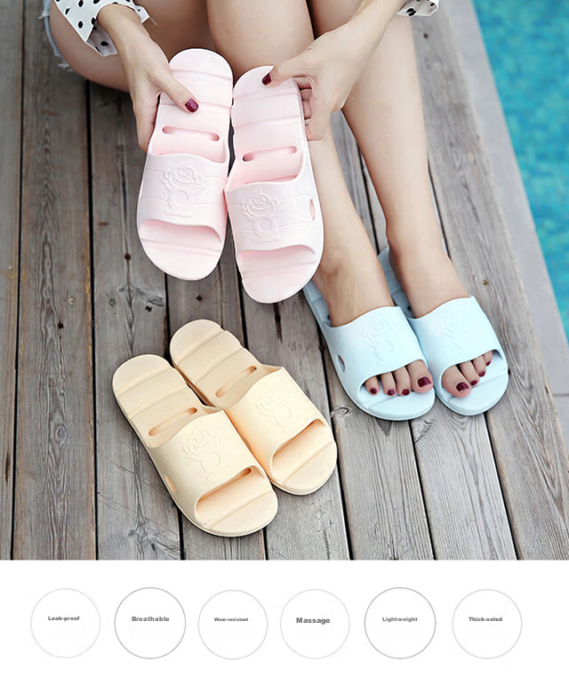 BAIHOU Side-Slipping Water-Resistant Summer Wear-Resistant Home Bathroom Quick-Drying Indoor Men's And Women's Slippers 1802 Light Blue 35-36 1