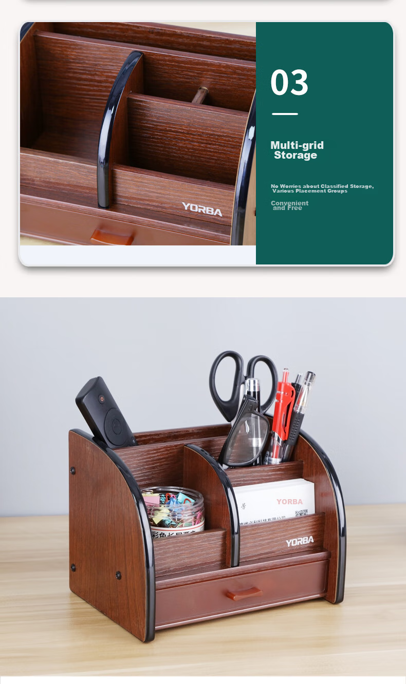 UBTECH Wooden Pen Holder Desktop Storage Box Office Desk Organizer Rack Desktop Drawer Storage 6021A 7