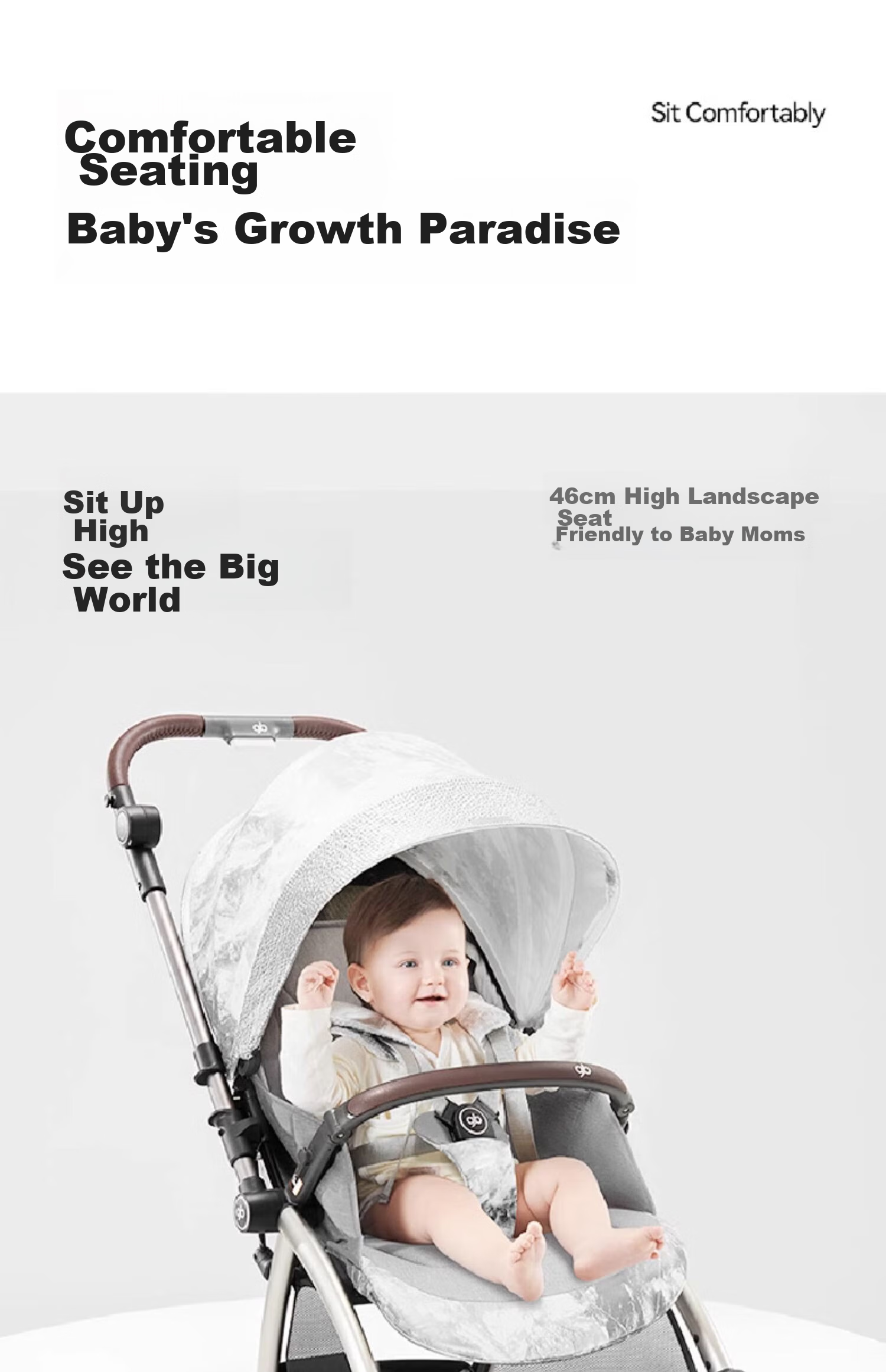 Gb Stroller Can Sit And Lie Down, Reversible, Lightweight, High-View, Baby Walking Stroller, Safety Cabin No. 2 E5011 Baixuesha 17