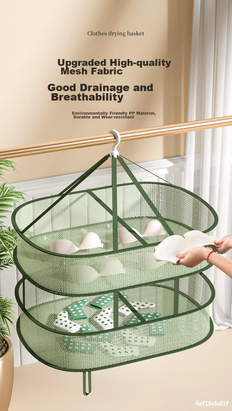 MENGTING Thickened Clothes Drying Rack, Large Size for Socks And Sweaters, Flat-Laying Drying Basket for Woolen Garments, 77cm Double-Layer 4