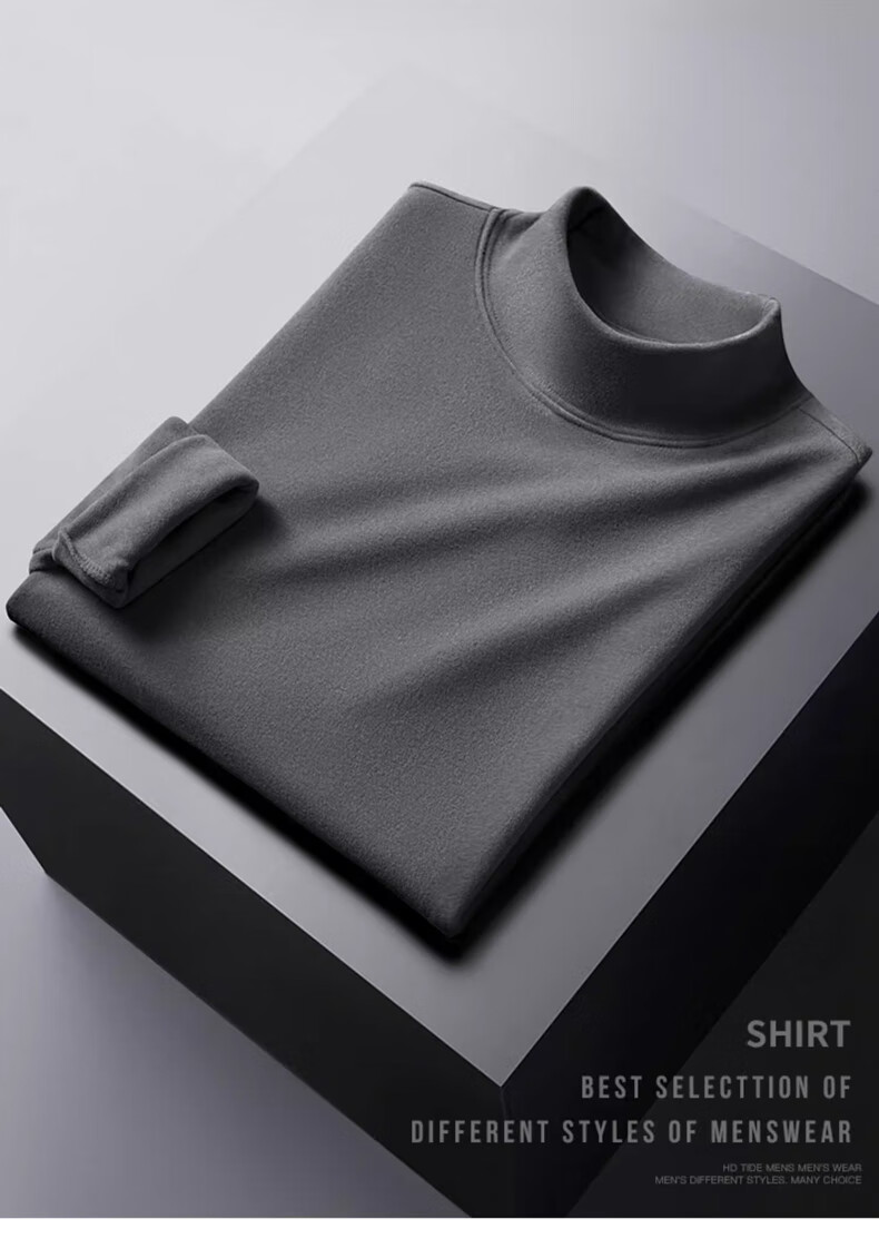 I'M DAVID Men's Black Half Turtleneck Long Sleeve Thermal Shirt Autumn Winter Base Layer M 2